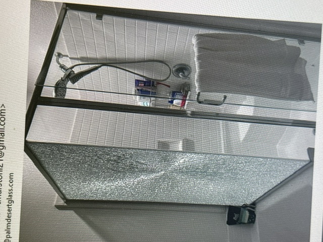 Textured glass shower door installation