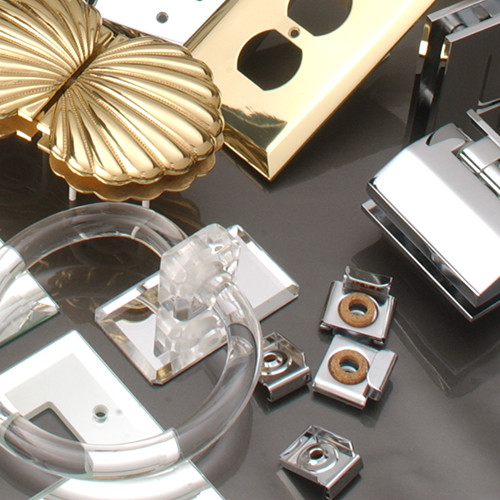 Polished glass-mounting hardware and accessories