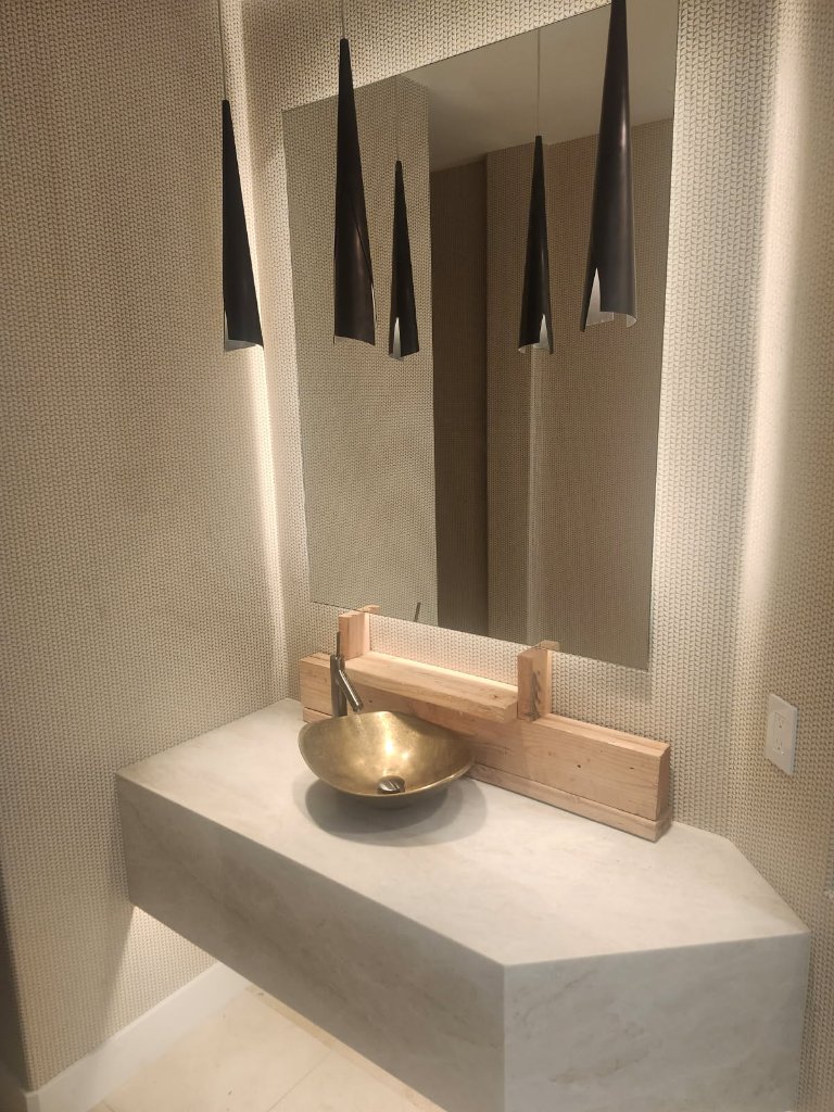 Custom shower enclosure with modern tile